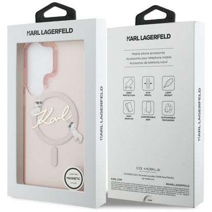 MagSafe-deksel for Samsung Galaxy S26 Ultra S948, Karl Lagerfeld, IML Choupette Karl Script Logo, Rosa