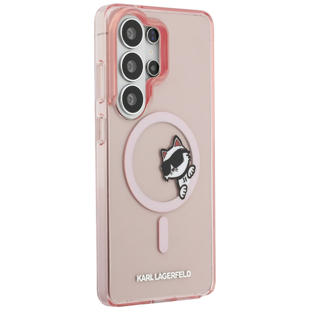 MagSafe-deksel for Samsung Galaxy S26 Ultra S948, Karl Lagerfeld, IML Choupette Peekaboo Logo, Rosa