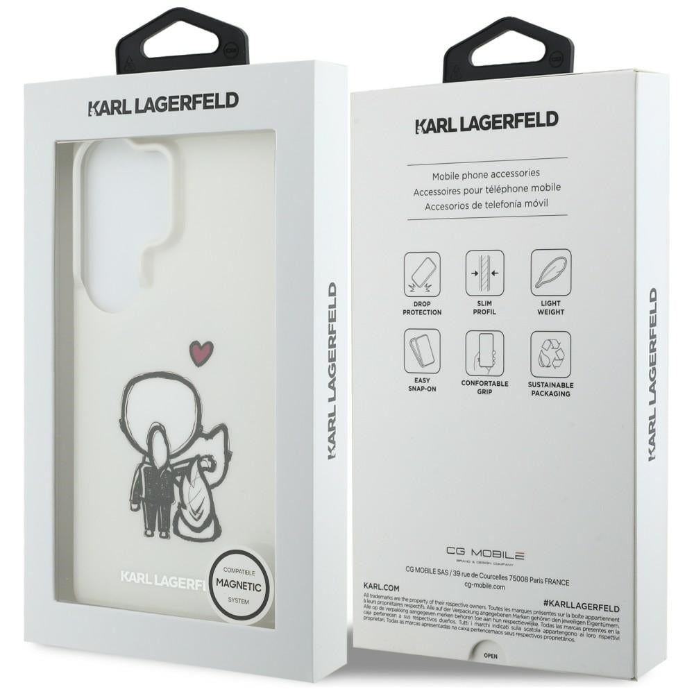 MagSafe-deksel for Samsung Galaxy S26 Ultra S948, Karl Lagerfeld, IML Karl & Choupette Back Logo, hvit