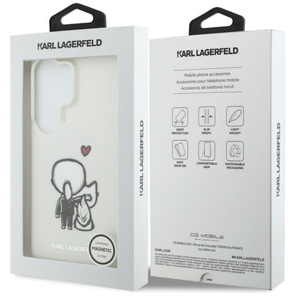 MagSafe-deksel for Samsung Galaxy S26 Ultra S948, Karl Lagerfeld, IML Karl & Choupette Back Logo, hvit