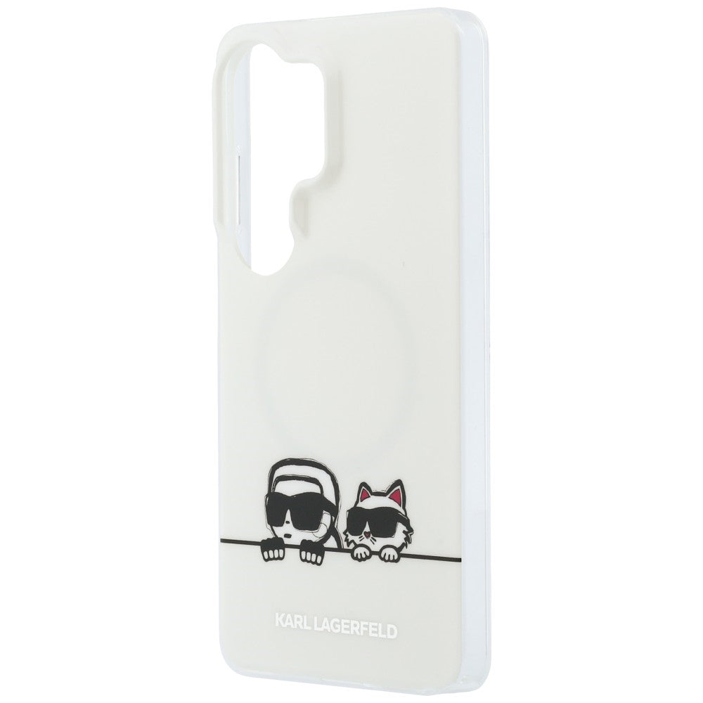 MagSafe-deksel for Samsung Galaxy S26 Ultra S948, Karl Lagerfeld, IML Karl & Choupette Peekaboo Logo, Hvit