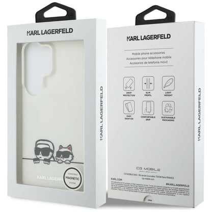 MagSafe-deksel for Samsung Galaxy S26 Ultra S948, Karl Lagerfeld, IML Karl & Choupette Peekaboo Logo, Hvit