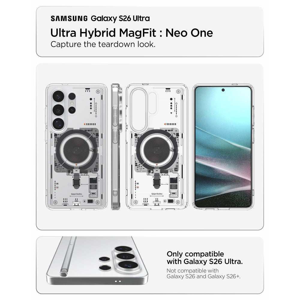 MagSafe-deksel for Samsung Galaxy S26 Ultra S948, Spigen, Ultra Hybrid Neo One, Gjennomsiktig ACS11206