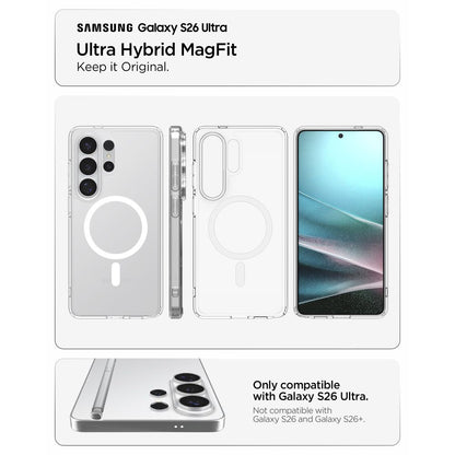 MagSafe-deksel for Samsung Galaxy S26 Ultra S948, Spigen, Ultra Hybrid, Gjennomsiktig Hvit ACS10679