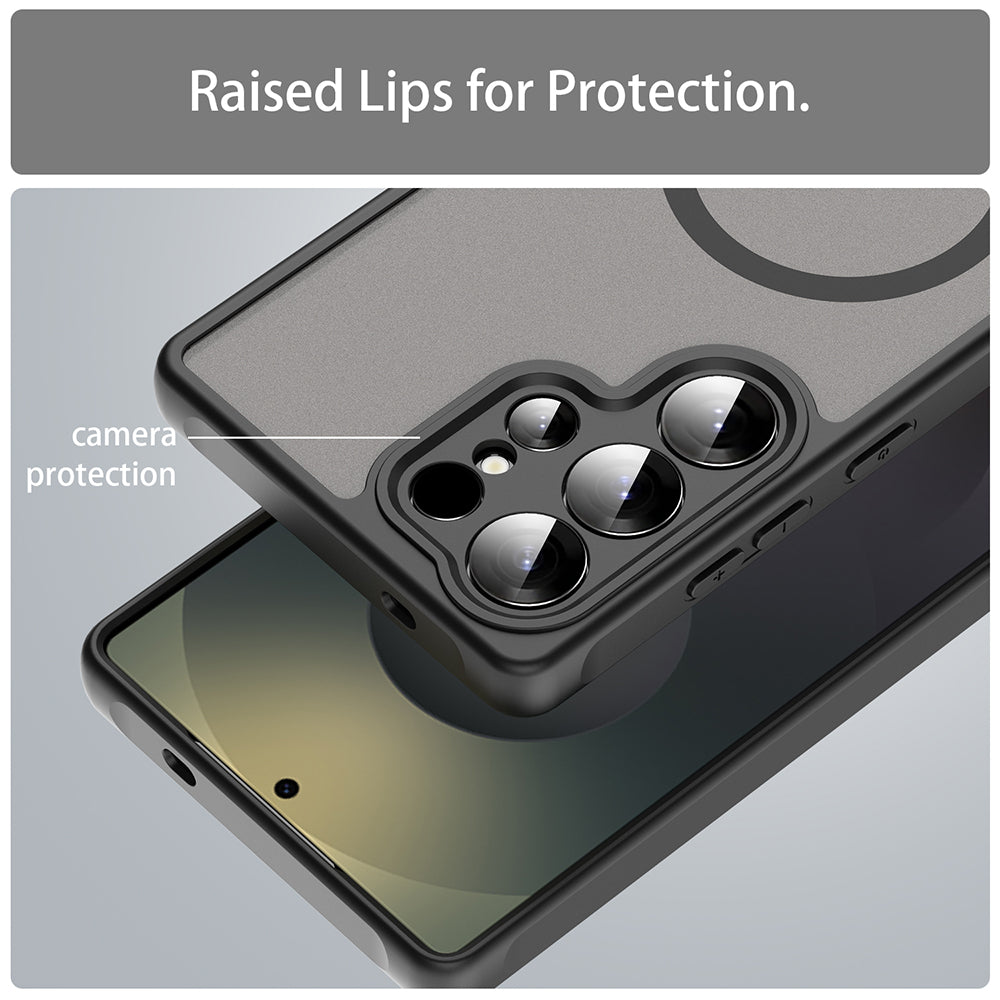 MagSafe-deksel for Samsung Galaxy S26 Ultra S948, Techsuit, HaloFrost II (Individuelle kamerautskjæringer), Svart
