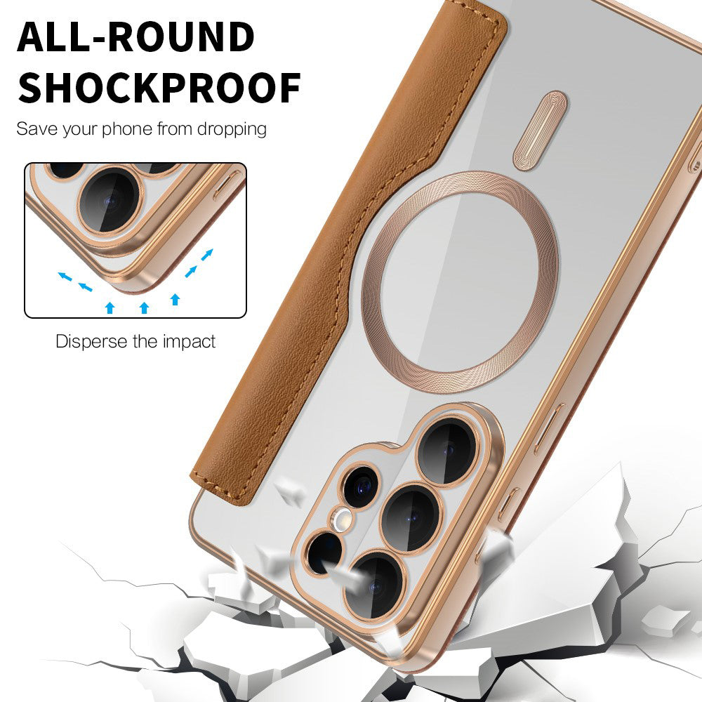 MagSafe deksel for Samsung Galaxy S26 Ultra, Techsuit, SmartMag Book, Brun