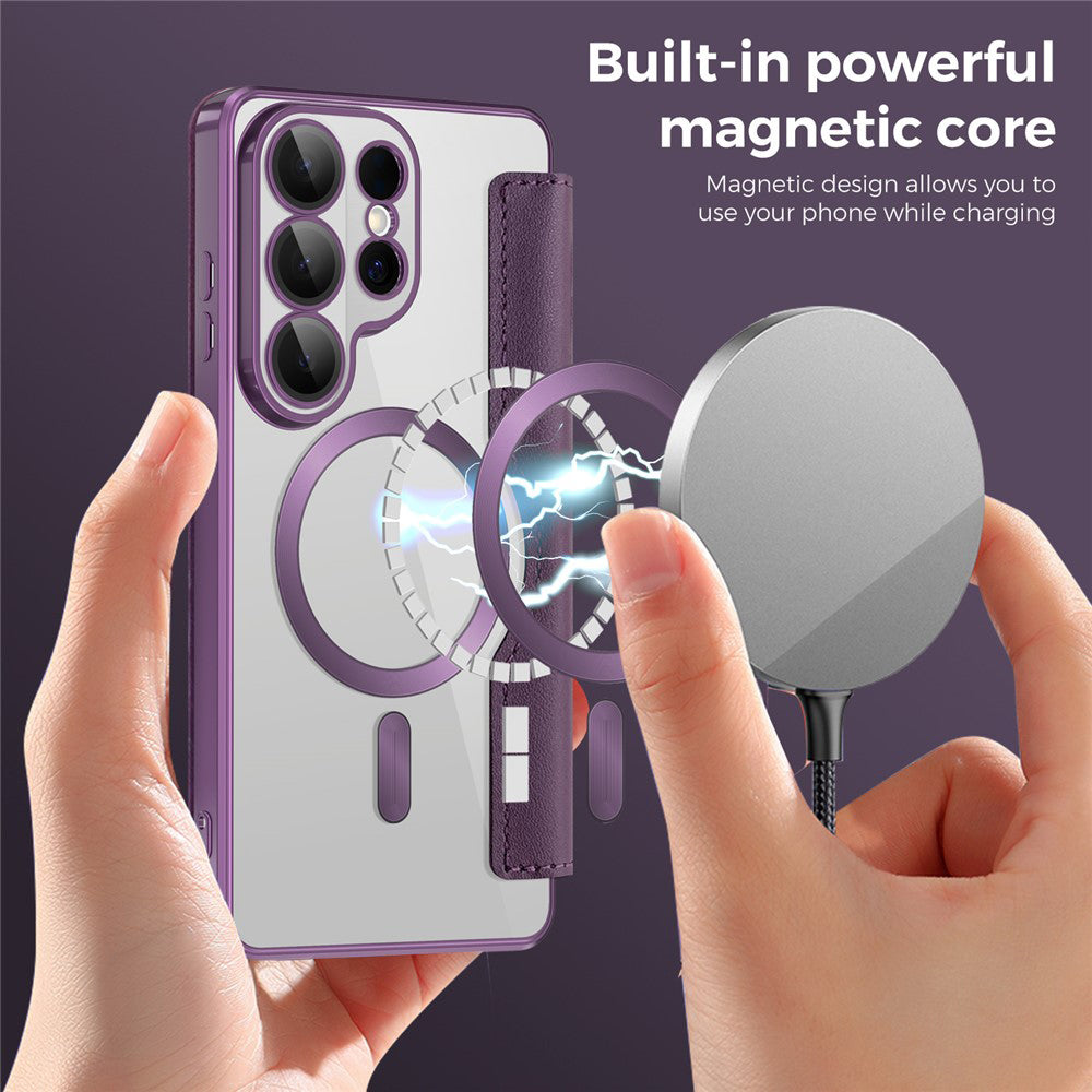 MagSafe-deksel for Samsung Galaxy S26 Ultra, Techsuit, SmartMag Book, Lilla