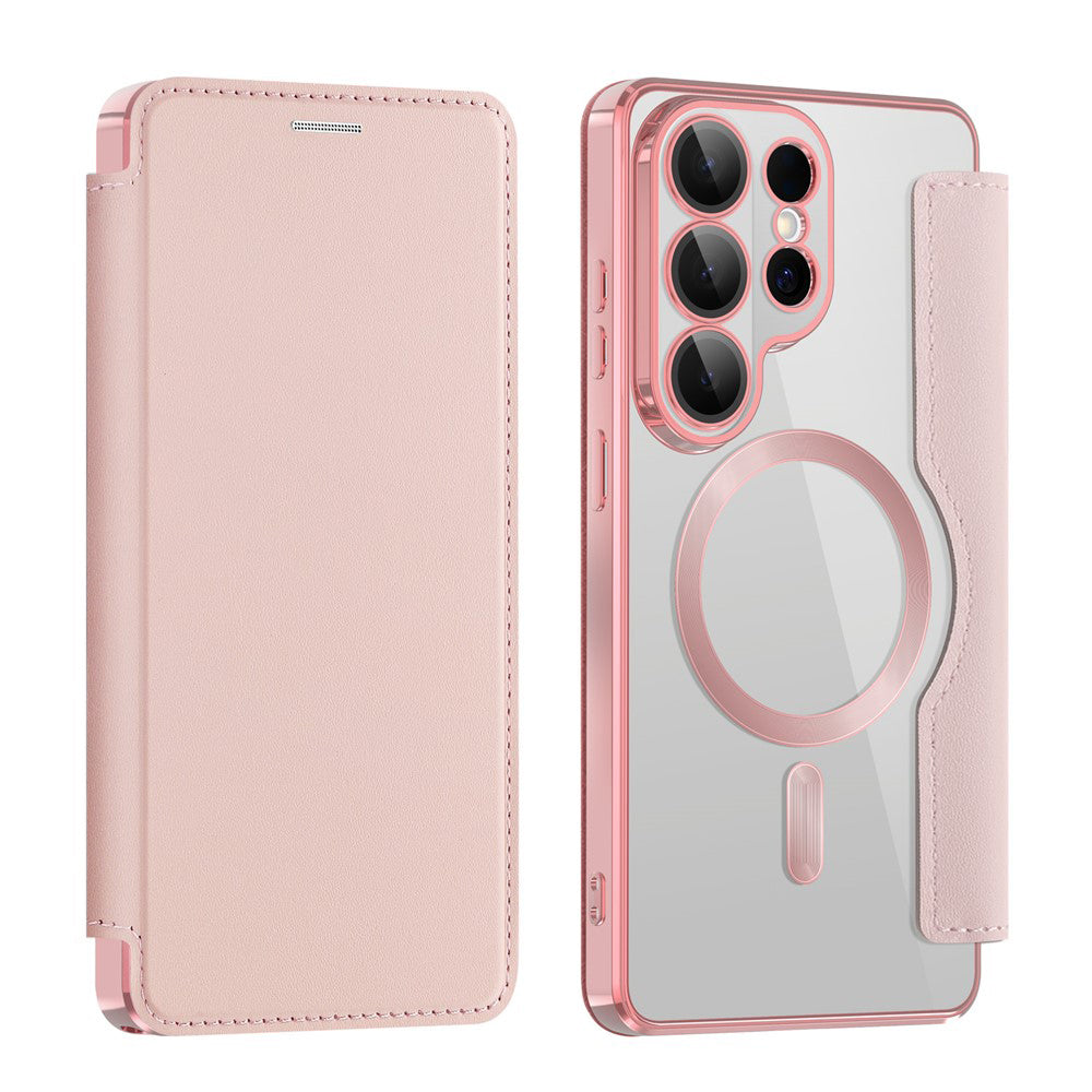 MagSafe-deksel for Samsung Galaxy S26 Ultra, Techsuit, SmartMag Book, Rosa