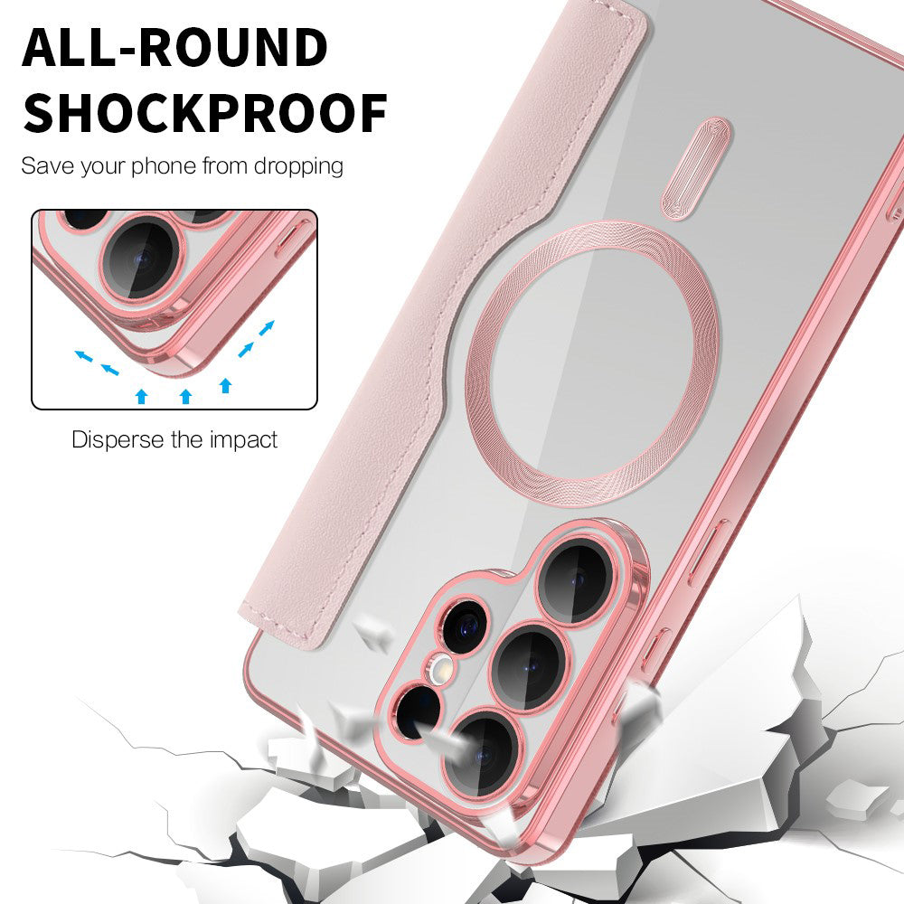 MagSafe-deksel for Samsung Galaxy S26 Ultra, Techsuit, SmartMag Book, Rosa