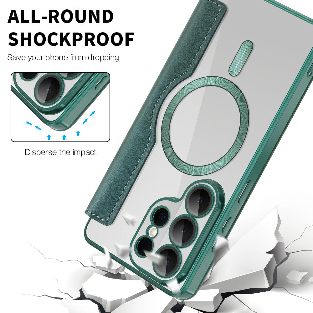 MagSafe-deksel for Samsung Galaxy S26 Ultra, Techsuit, SmartMag Book, Grønn