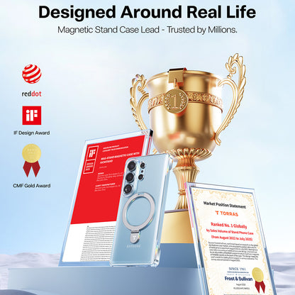 MagSafe-deksel for Samsung Galaxy S26 Ultra, Torras, Ostand Slim, Gjennomsiktig