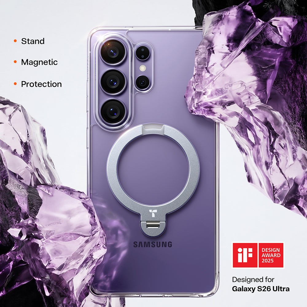 MagSafe-deksel for Samsung Galaxy S26 Ultra, Torras, Ostand Spin, Gjennomsiktig