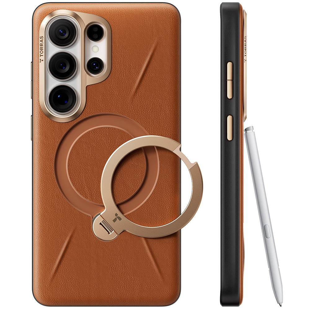 MagSafe-deksel for Samsung Galaxy S26 Ultra S948, Torras, QPRO Leather, Brun