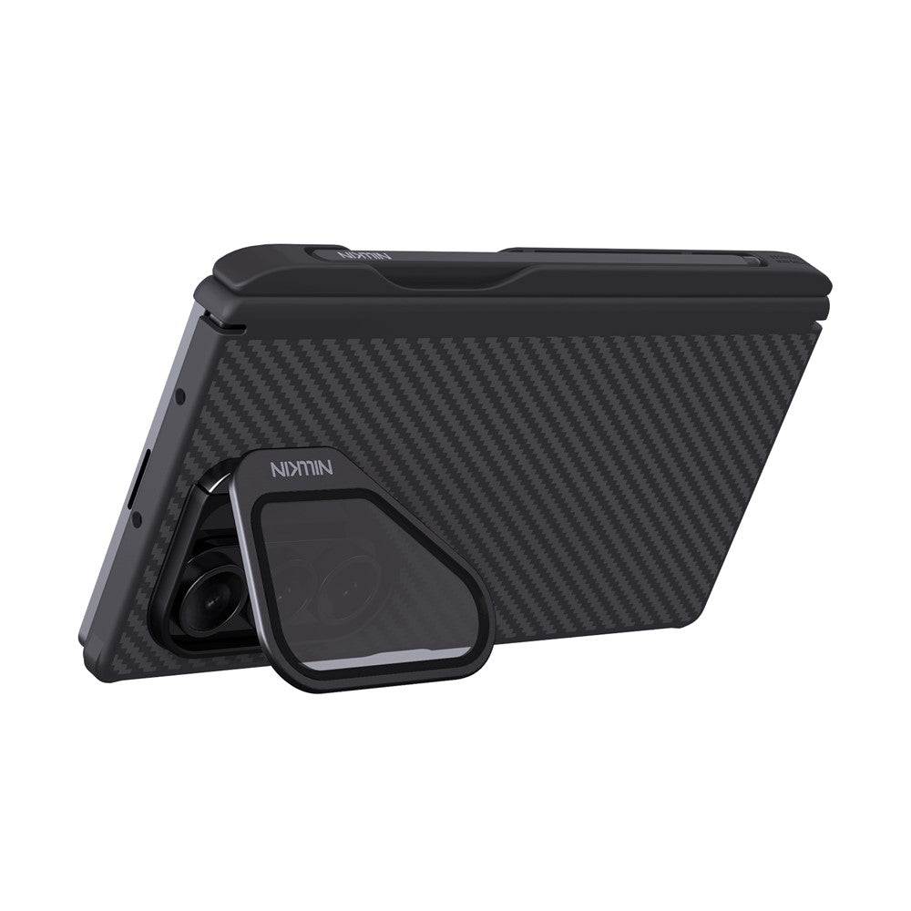 MagSafe-deksel for Samsung Galaxy Z Fold7 F966, Nillkin, CarboProp med gjennomsiktig svart linsebeskyttelse og S-Pen-holder, svart