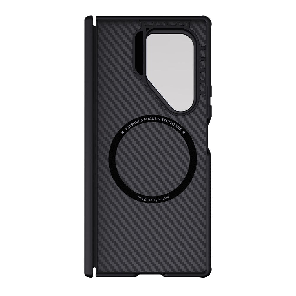 MagSafe-deksel for Samsung Galaxy Z Fold7 F966, Nillkin, CarboProp med gjennomsiktig svart linsebeskyttelse, svart