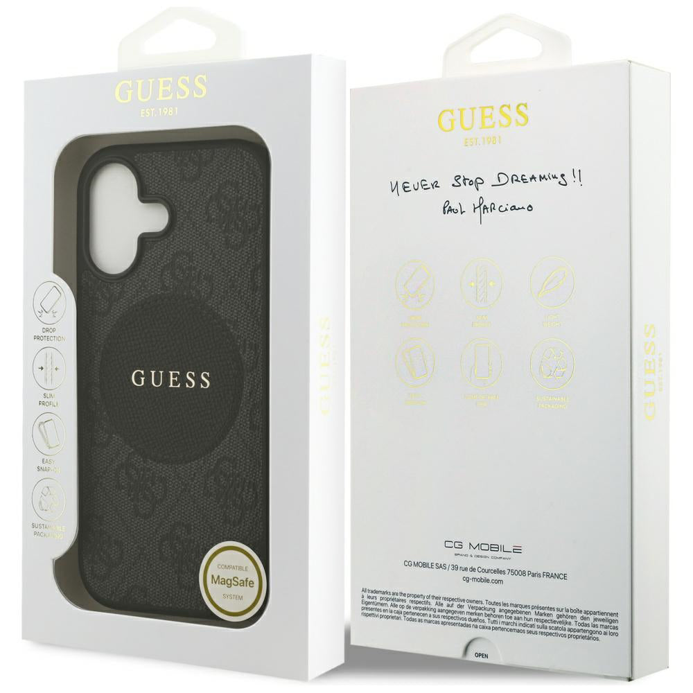 MagSafe deksel for Apple iPhone 17, Guess, 4G Circle Classic Logo, Svart