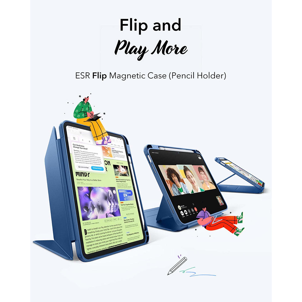 Deksel for Apple iPad (2025) / (2022), ESR, Flip Hybrid, Blå