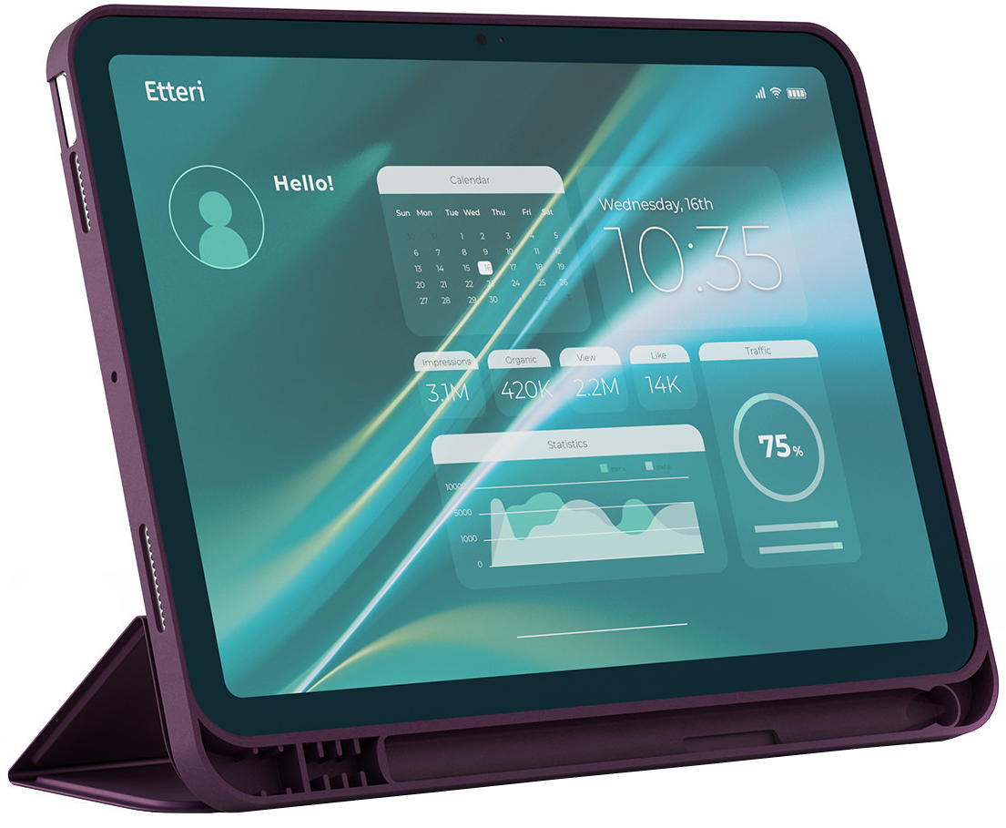 Etui for Apple iPad (2026) / (2025) / (2022), Etteri, burgunderød