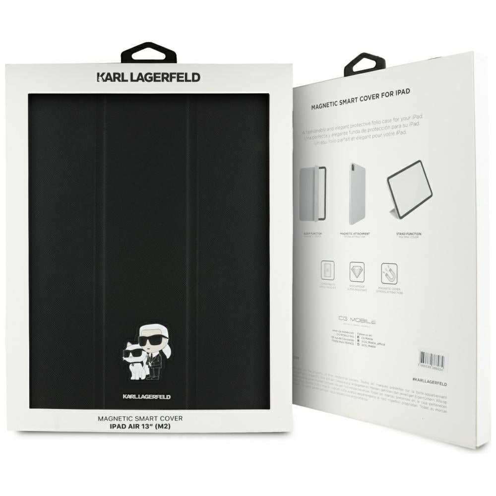Deksel for Apple iPad Air 13 (2025) / Air 13 (2024), Karl Lagerfeld, Saffiano Karl & Choupette, Svart