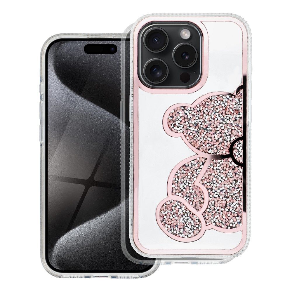 Deksel for Apple iPhone 15 Pro, OEM, Teddy Bear, Rosa