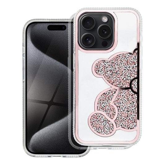 Deksel for Apple iPhone 15 Pro, OEM, Teddy Bear, Rosa