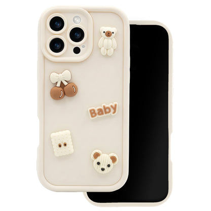 Deksel for Apple iPhone 13, OEM, Ultra Trendy 3D Bear, Beige