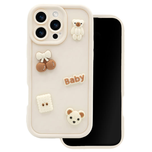 Deksel for Apple iPhone 14, OEM, Ultra Trendy 3D Bear, Beige