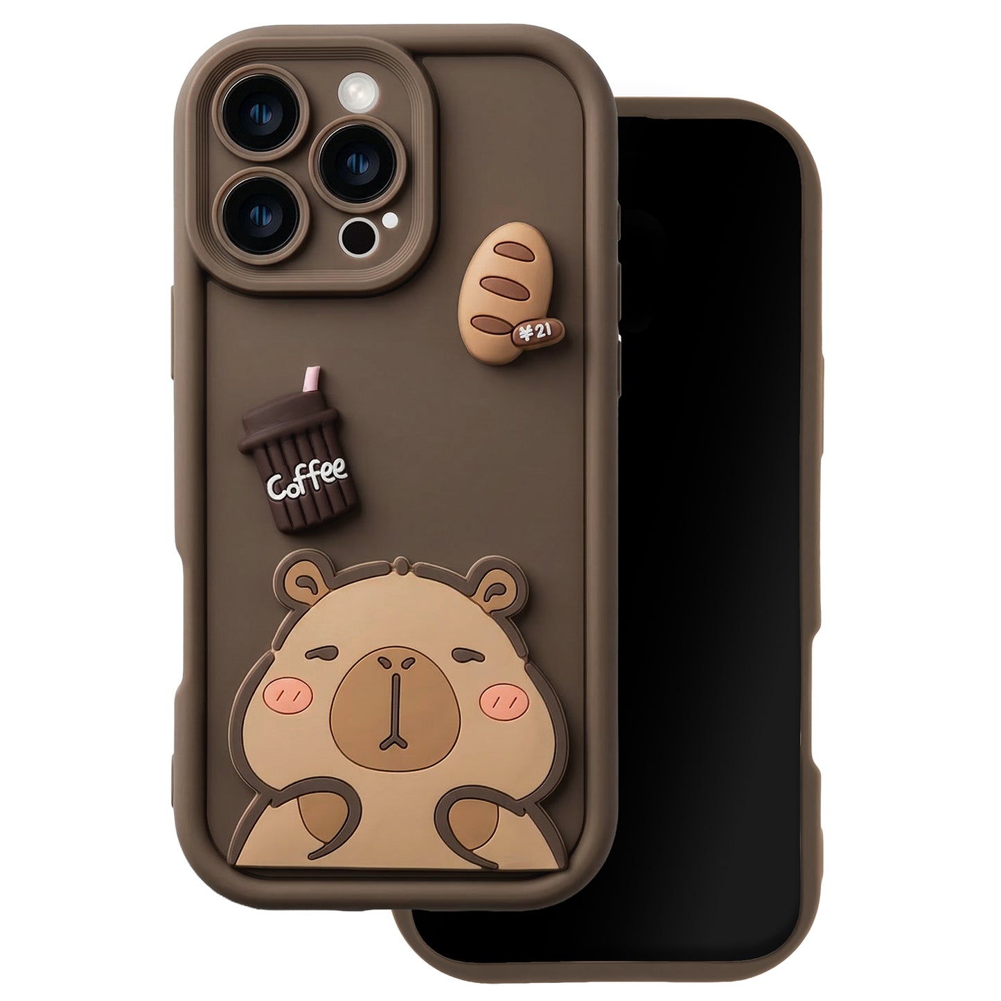 Deksel for Apple iPhone 14, OEM, Ultra Trendy 3D Capybara, Brun