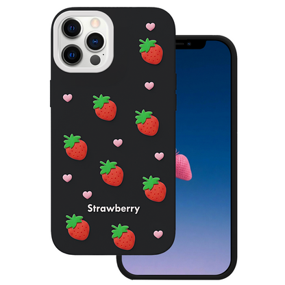 Deksel for Apple iPhone 15 Pro / 14 Pro, OEM, Strawberry, Svart