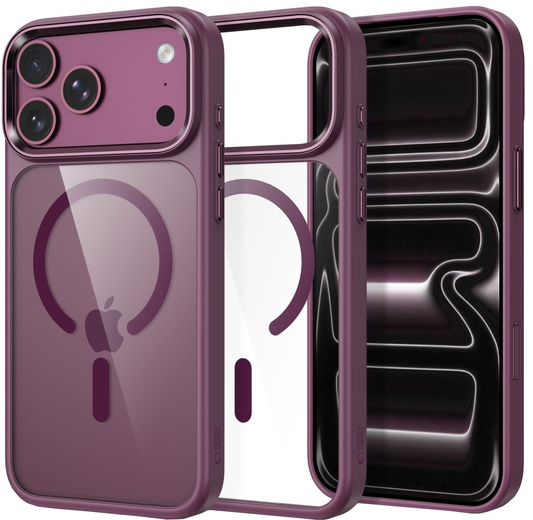 Deksel for Apple iPhone 18 Pro / 17 Pro, Tech-Protect, Magmat CC, Transparent Burgunder