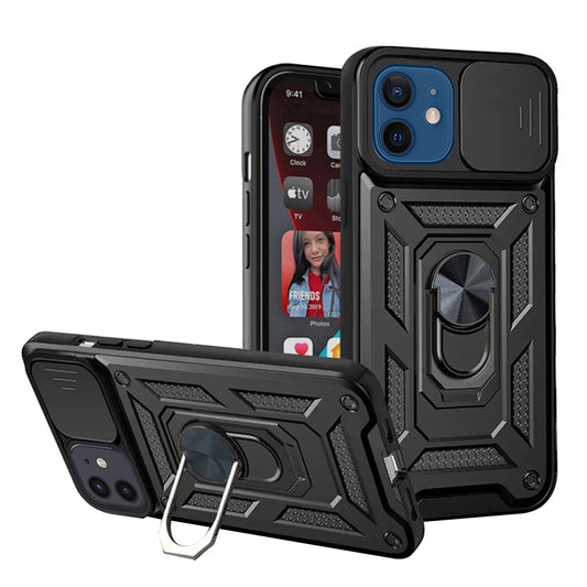Deksel for Apple iPhone 12 / 12 Pro, Techsuit, CamShield, Svart