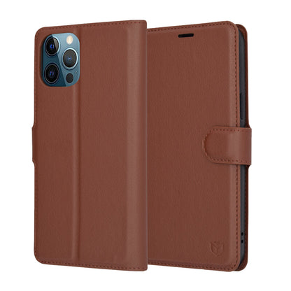Deksel for Apple iPhone 12 Pro Max, Techsuit, Leather Folio, Brun