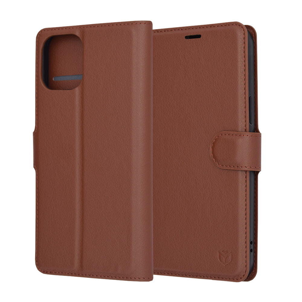 Deksel for Apple iPhone 12 Pro Max, Techsuit, Leather Folio, Brun