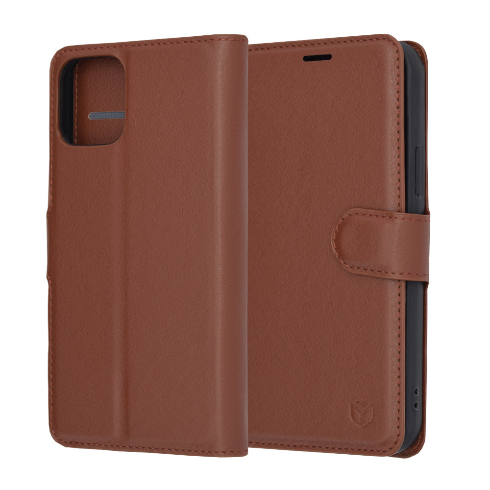 Deksel for Apple iPhone 12 Pro, Techsuit, Leather Folio, Brun