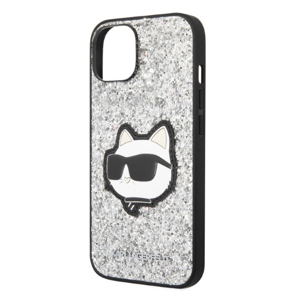 Deksel for Apple iPhone 14, Karl Lagerfeld, Glitter Choupette Patch, Sølvfarget
