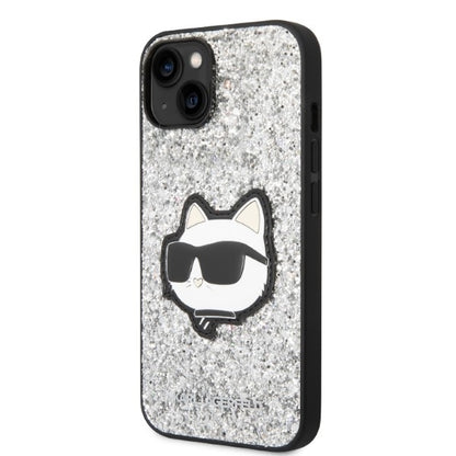 Deksel for Apple iPhone 14, Karl Lagerfeld, Glitter Choupette Patch, Sølvfarget
