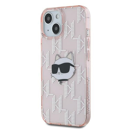 Deksel for Apple iPhone 14, Karl Lagerfeld, IML Luxury Monogram Choupette's Head, Rosa
