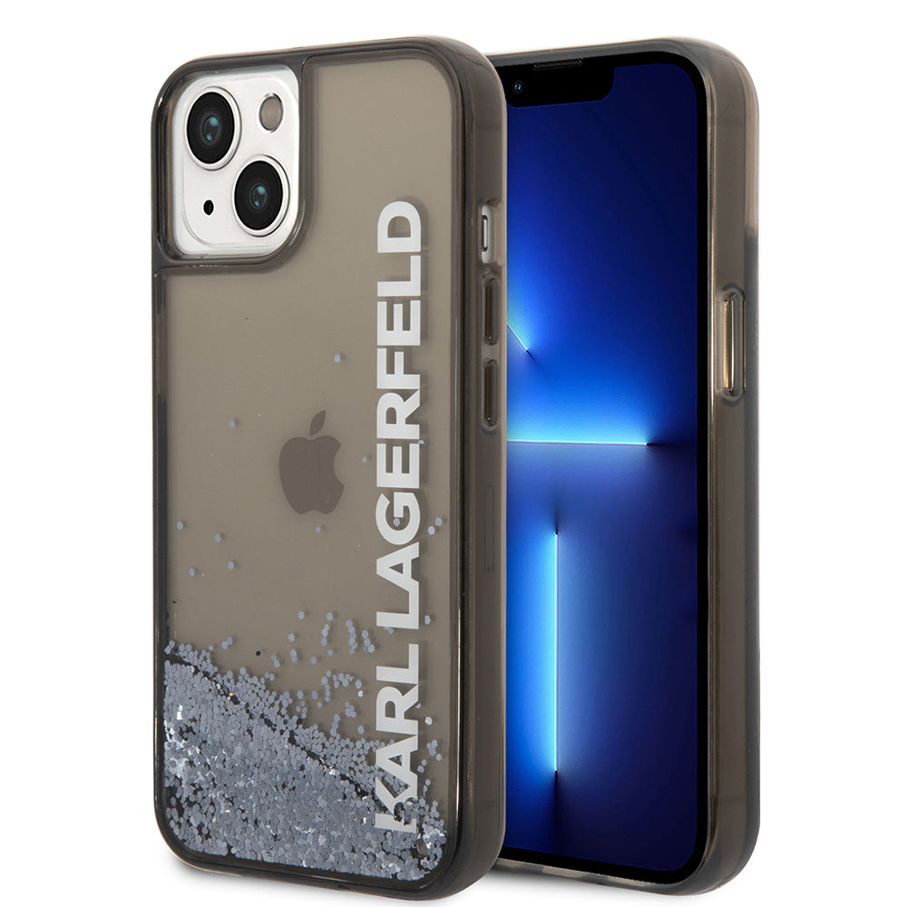 Deksel for Apple iPhone 14, Karl Lagerfeld, Liquid Glitter KL Logo, Svart