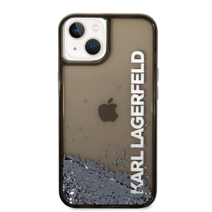 Deksel for Apple iPhone 14, Karl Lagerfeld, Liquid Glitter KL Logo, Svart
