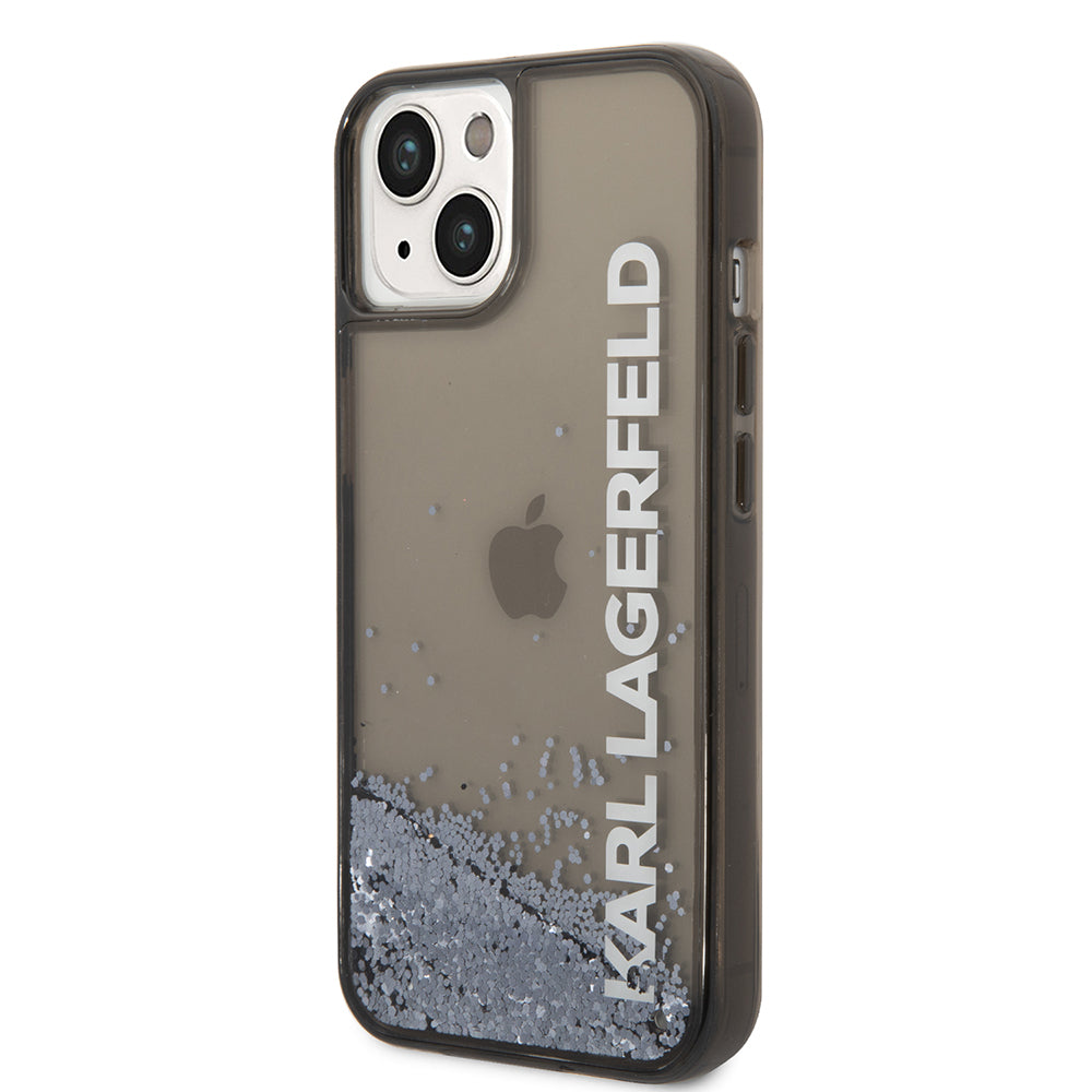 Deksel for Apple iPhone 14, Karl Lagerfeld, Liquid Glitter KL Logo, Svart