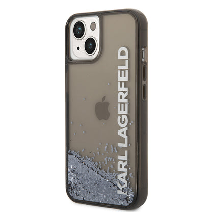 Deksel for Apple iPhone 14, Karl Lagerfeld, Liquid Glitter KL Logo, Svart