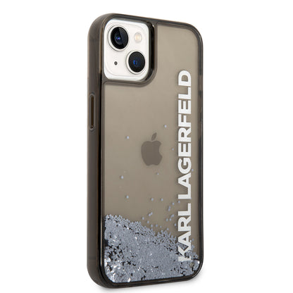 Deksel for Apple iPhone 14, Karl Lagerfeld, Liquid Glitter KL Logo, Svart