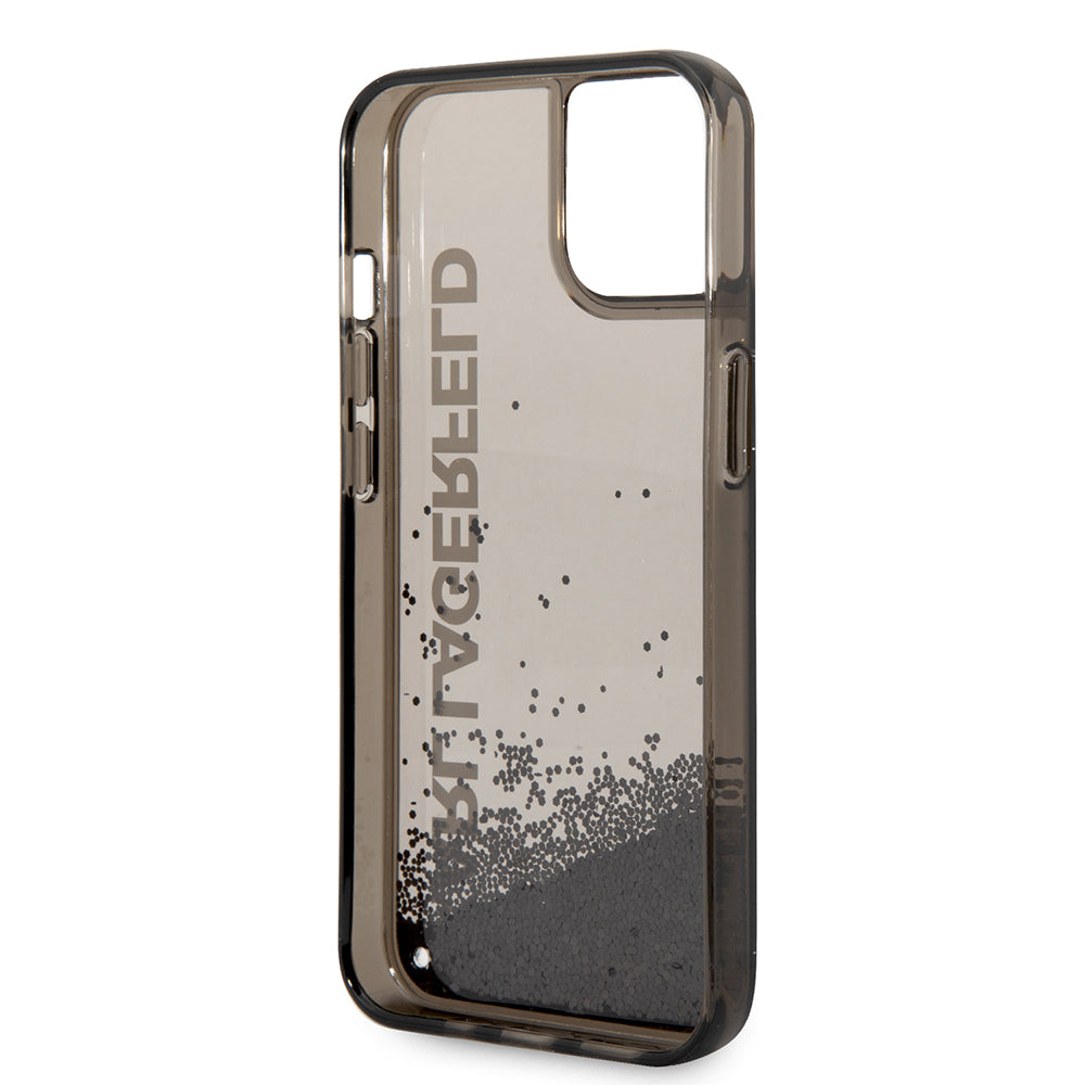 Deksel for Apple iPhone 14, Karl Lagerfeld, Liquid Glitter KL Logo, Svart