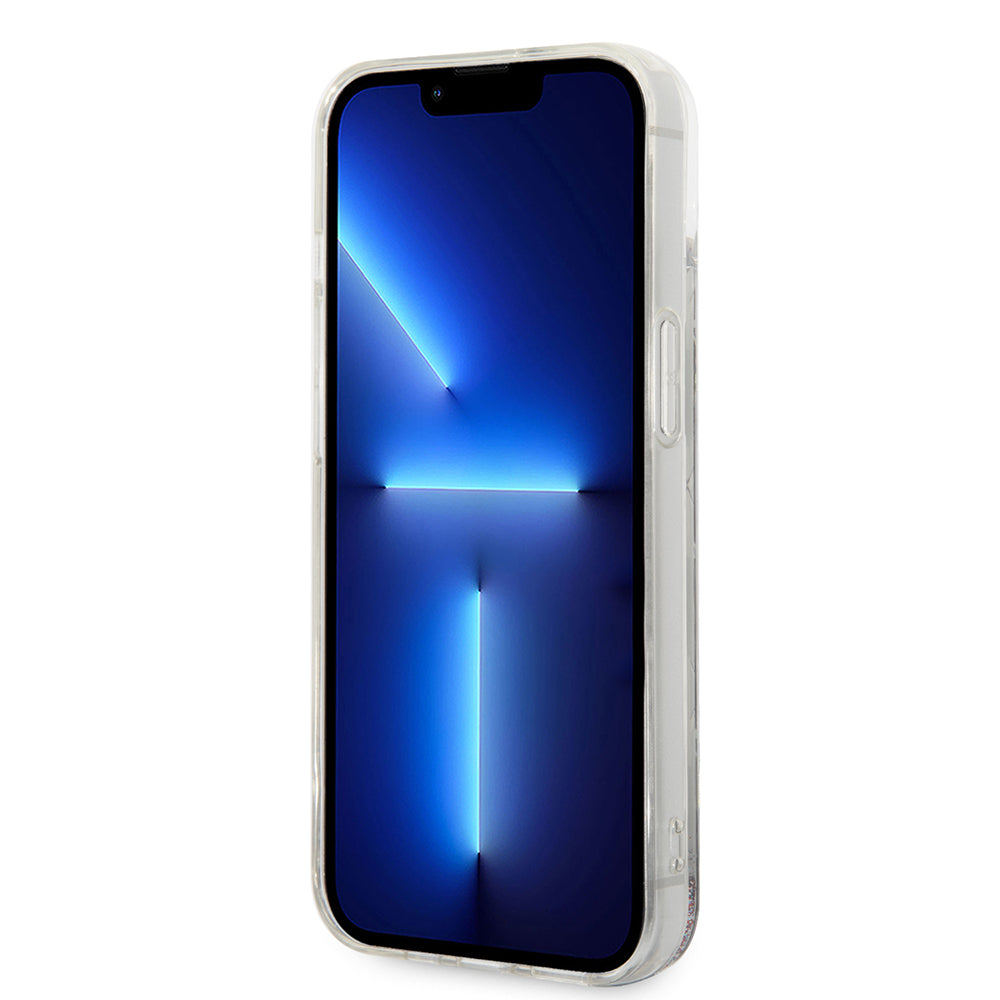 Deksel for Apple iPhone 14, Karl Lagerfeld, Liquid Glitter Monogram, Sølvfarget