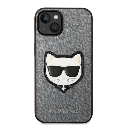 Deksel for Apple iPhone 14, Karl Lagerfeld, Saffiano Choupette's Head, Sølv