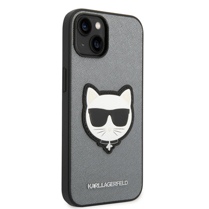 Deksel for Apple iPhone 14, Karl Lagerfeld, Saffiano Choupette's Head, Sølv