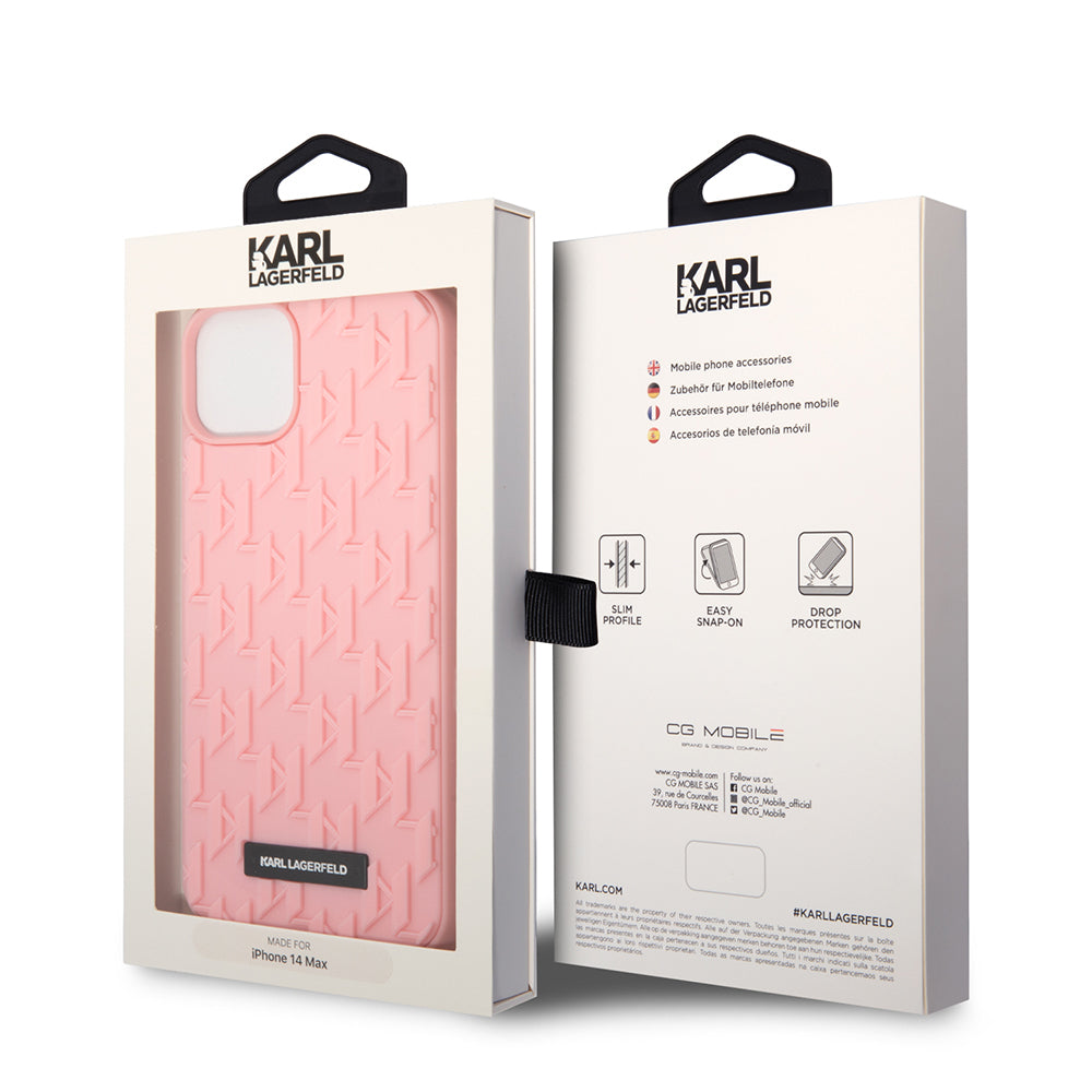 Deksel for Apple iPhone 14 Plus, Karl Lagerfeld, 3D Monogram, Rosa