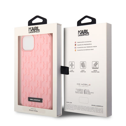 Deksel for Apple iPhone 14 Plus, Karl Lagerfeld, 3D Monogram, Rosa