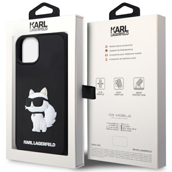 Deksel for Apple iPhone 14 Plus, Karl Lagerfeld, 3D Rubber Choupette, Svart