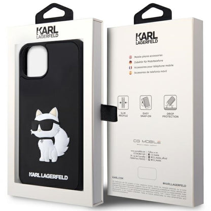 Deksel for Apple iPhone 14 Plus, Karl Lagerfeld, 3D Rubber Choupette, Svart